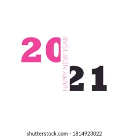Feliz año nuevo 2021 diseño de iconos de estilo plano, Bienvenidos a celebrar y saludar tema Ilustración vectorial