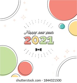 Happy new year 2021 Flat design with background white