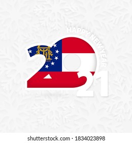 Happy New Year 2021 for Georgia on snowflake background. Greeting Georgia with new 2021 year.