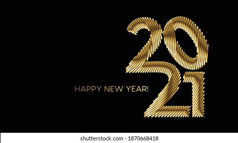 Happy New Year 2021 Gold Text Typography Design poster, Vector illustration.