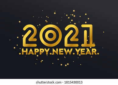 Happy new year 2021 with golden gradient colour, blackish background,Premium Vector illustration