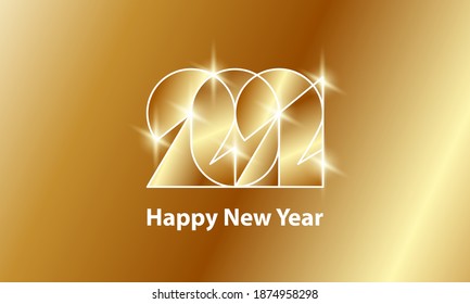 Happy New Year 2021 golden text design. 2021 gold text for calendar and new year event invitation.