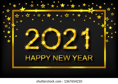 Happy New Year 2021 - greeting card, flyer, invitation - vector illustration