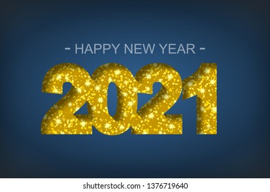 Happy New Year 2021 - greeting card, flyer, invitation - vector illustration