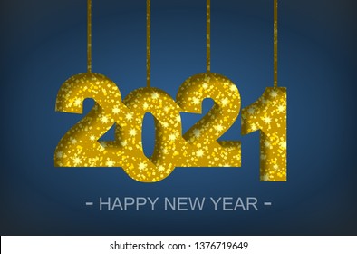 Happy New Year 2021 - greeting card, flyer, invitation - vector illustration
