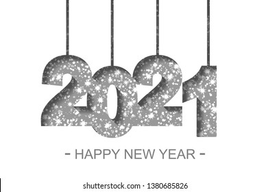 Happy New Year 2021 - greeting card, flyer, invitation - vector illustration