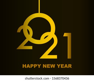 Happy New Year 2021 - greeting card, invitation, poster, flyer - golden numbers and letters - vector illustration