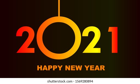 Happy New Year 2021 - greeting card, invitation, poster, flyer - black numbers and letters - vector illustration