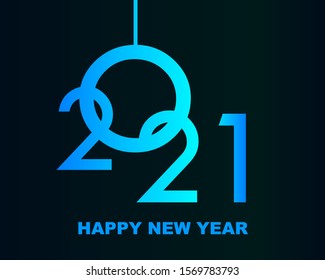 Happy New Year 2021 - greeting card, invitation, poster, flyer - black numbers and letters - vector illustration