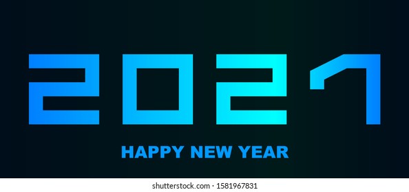 Happy New Year 2021 - greeting card, flyer, poster, invitation - square font, cold numbers - vector 