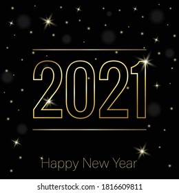 Happy New Year 2021 greeting card. Vector illustration. 