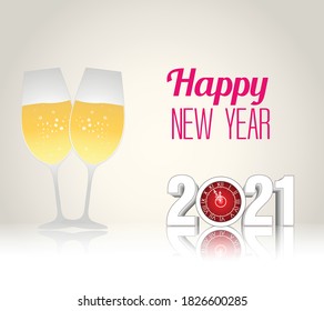 Happy new year 2021 greeting card 