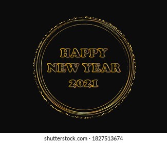 Happy new year 2021 greeting poster background with golden rings