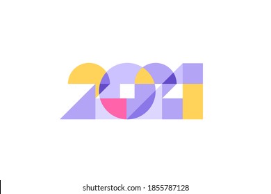 Happy New Year 2021 greeting card template. 2020 New Year logo. Design for banner, poster, brochure or print. Modern vector lettering. Vector illustration.