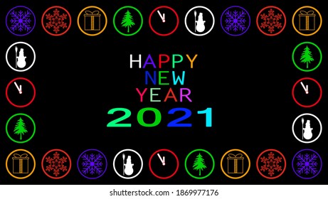 "Happy New Year 2021" greeting card. 5 minutes until the New year. Greeting card design.