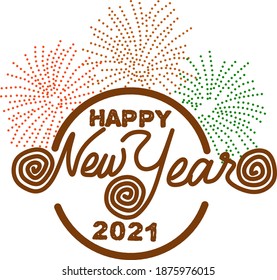 Happy new year 2021 greeting vector logo