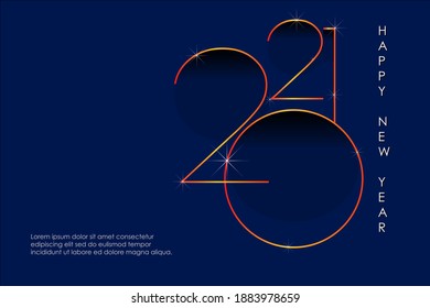 Happy New Year 2021 greeting card design template the end of 2020 and early 2021 with a modern minimalist concept.
