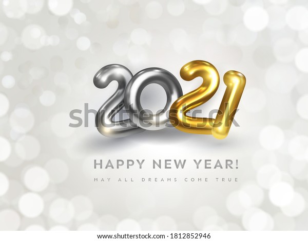 Happy New Year 2021 Greeting Card Stock Vector (Royalty Free) 1812852946