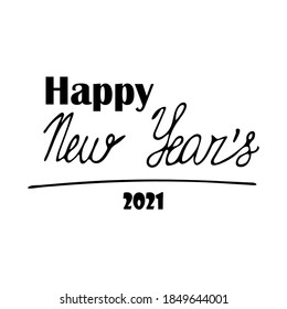 Happy New Year 2021 Handdrawn Lettering Stock Vector (Royalty Free ...