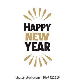 Happy New Year 2021, holiday, simple lettering typography, gift or invitational card, invitation, decorated can be used on websites, invitational cards, visit cards, promotions EPS Vector