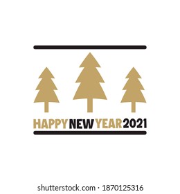 Happy New Year 2021, holiday, simple lettering typography, gift or invitational card, invitation, decorated can be used on websites, invitational cards, visit cards, promotions EPS Vector
