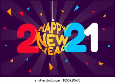 Happy new year 2021 for holidays banners. Flyers, greetings, invitations, Vector illustration.