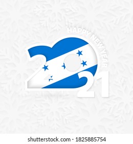 Happy New Year 2021 for Honduras on snowflake background. Greeting Honduras with new 2021 year.