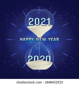 Happy New Year 2021 With Hourglass Illustration