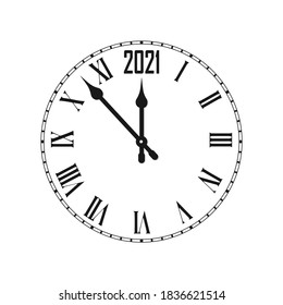 Happy New Year 2021 icon with clock 