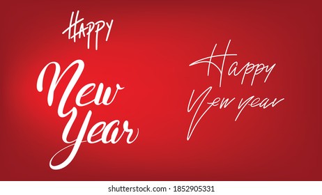 Happy New Year 2021 illustrations handwriting on Red background.