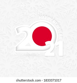 Happy New Year 2021 for Japan on snowflake background. Greeting Japan with new 2021 year.