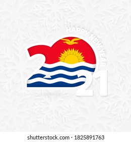 Happy New Year 2021 for Kiribati on snowflake background. Greeting Kiribati with new 2021 year.