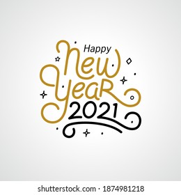 Happy New Year 2021 with lettering typography style for greeting card vector illustration