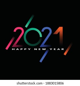 Happy new year 2021. lettering isolated on black background