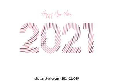 Happy new year 2021 with line design. Vector greeting illustration 