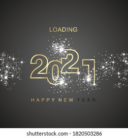 Happy New Year 2021 loading light spark firework gold white black vector logo icon