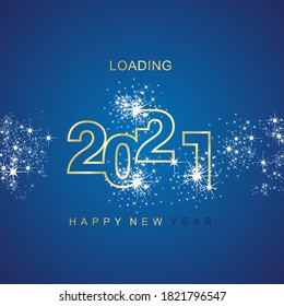 Happy New Year 2021 loading light spark firework gold white blue vector logo icon