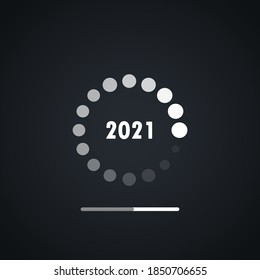 Happy new year 2021 Loading design vector. Happy new 2021 year with loading background vector. Loading bar for New Year concept and digital style greeting card.