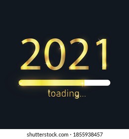 Happy new year 2021 loading bar. isolated on dark background. vector illustration in flat style modern design.