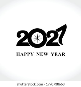 Happy New Year 2021 logo text design. Flat vector template 2021 with wishes. Brochure design template, card, poster, banner. Black symbol on a light background. - Shutterstock ID 1770738668