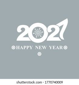 Happy New Year 2021 logo text design. Flat vector template 2021 template, calendar, brochure, cover, poster, banner. White symbol on a grayish bluish background.
 - Shutterstock ID 1770740009