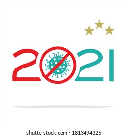 Happy New Year 2021 logo text design vector illustration - vector