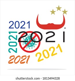 Happy New Year 2021 logo text design vector illustration - vector