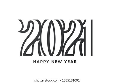 Happy new year 2021 logo text design 