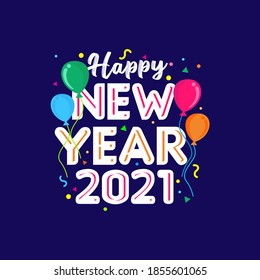 Happy New Year 2021 logo text design
