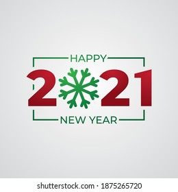 Happy new year 2021 logo text design elegant card in paper style for your seasonal holidays banners. Flyers, greetings, invitations, christmas themed congratulations. Vector illustration.