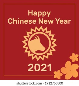 Happy new year 2021 with logo and red background.Vector Illustration