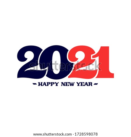 Happy New Year 2021 logo text design. Cover of business diary for 2021 with wishes. Christmas brochure design template calendar, card, banner. Holiday vector illustration. Isolated on white background