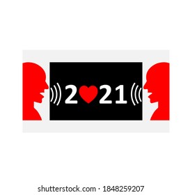 Happy New Year 2021 with love concepts
