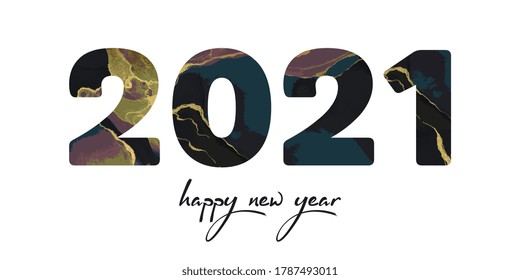 Happy New Year 2021 Luxury 2021 Happy New Year elegant design - vector illustration of golden 2021 logo numbers on white background